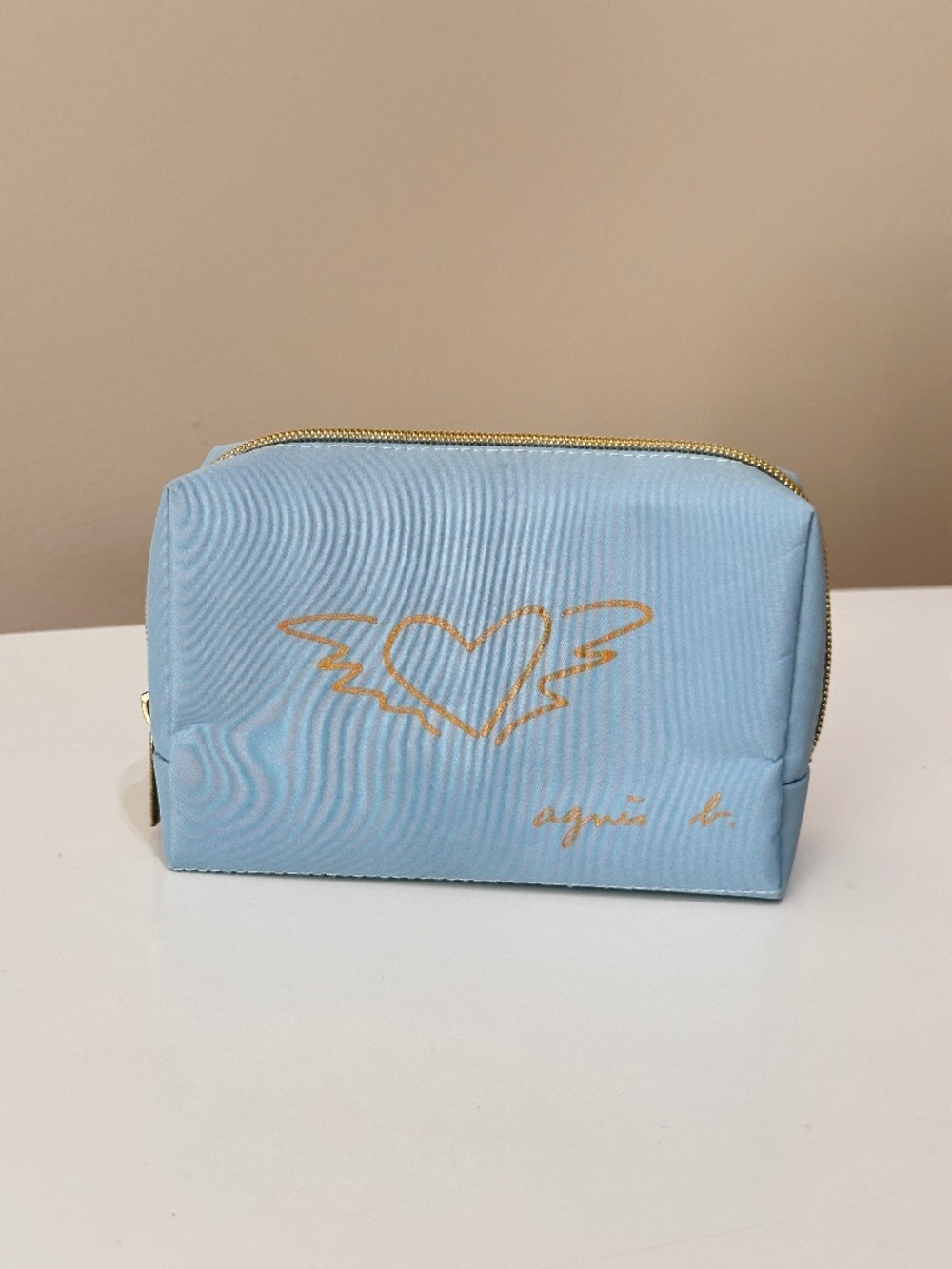 Agnes b Bon Voyage Light Blue Make Up Bag Cosmetic Bag Zip Pouch
